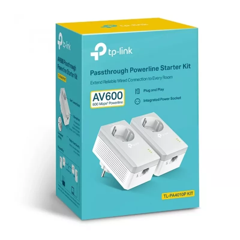 Kit di avvio TP-Link Passthrough Powerline 600, TL-PA4010PKIT, 600 Mbit/s