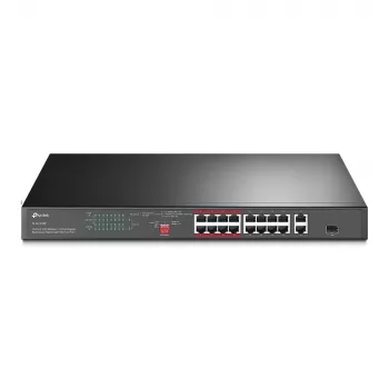 Switch PoE rackmount TP-Link 16 porte 10/100 Mbps + 2 porte Gigabit con 16 porte PoE+