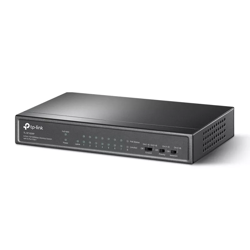 Switch desktop TP-Link 9 porte 10/100Mbps con 8 porte PoE+