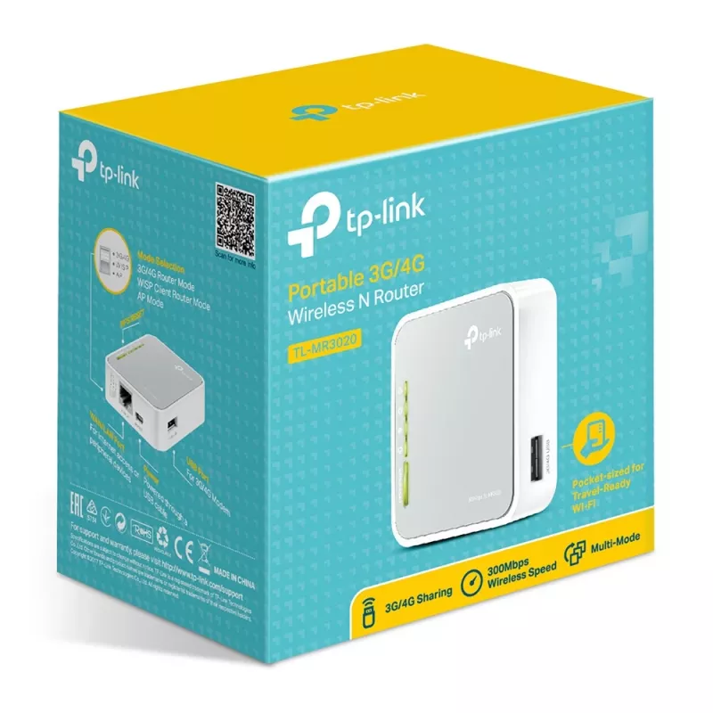 Router WLAN TP-Link TL-MR3020 Fast Ethernet single-band (2,4 GHz) 4G argento, bianco