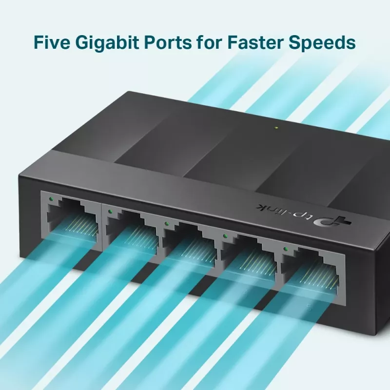 Switch di rete desktop TP-Link 5 porte 10/100/1000Mbps, non gestito, Gigabit Ethernet (10/100/1000), montaggio a parete