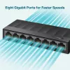 Switch di rete desktop TP-Link 8 porte 10/100/1000Mbps, non gestito, Gigabit Ethernet (10/100/1000), montaggio a parete