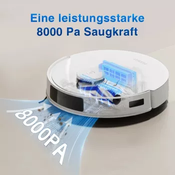 Robot aspirapolvere Ecovacs DEEBOT N20 — navigazione LDS, 8000 Pa, 5200 mAh, 300 min di autonomia, lavaggio OZMO, contenitore polvere 0,4 L, bianco