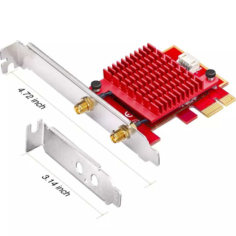 Scheda di rete PCIe WLAN/Bluetooth interna Cudy WE3000S — tri band 2.4/5/6 GHz, Intel AX210, Bluetooth 5.2, 2400 Mbit/s, full-height/low-profile