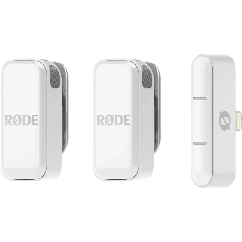 Sistema microfonico wireless Rode Wireless Micro Lightning – omnidirezionale, 48 kHz/24 Bit, batteria 7 h, portata 100 m, bianco