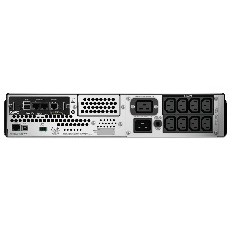 APC Smart-UPS, Line Interactive, 2200VA, Rackmount 2U, 230V, 8x uscite IEC C13+2x IEC C19, scheda di rete, AVR, LCD