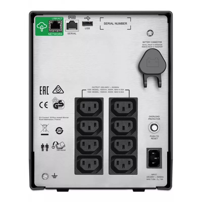 APC Smart-UPS SMC1500IC - 8x C13, USB, SmartConnect, 1500VA, Line-Interactive, 1,5 kVA, 900 W, sinusoidale, 170 V, 300 V