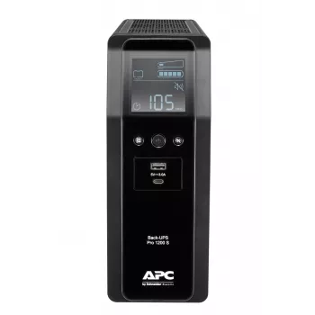 APC Back-UPS Pro, 1200VA/720W, Tower, 230V, 8x prese IEC C13, onda sinusoidale, AVR, porte USB Type-A + C, LCD, batteria sostituibile dall'utente