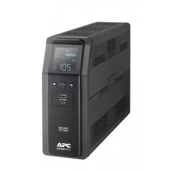 APC Back-UPS Pro, 1200VA/720W, Tower, 230V, 8x prese IEC C13, onda sinusoidale, AVR, porte USB Type-A + C, LCD, batteria sostituibile dall'utente