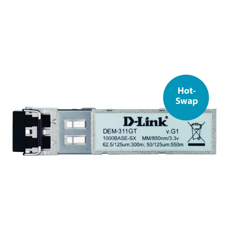 D-Link Mini-GBIC SFP 1 porta su 1000BaseSX, 550 m per tutti