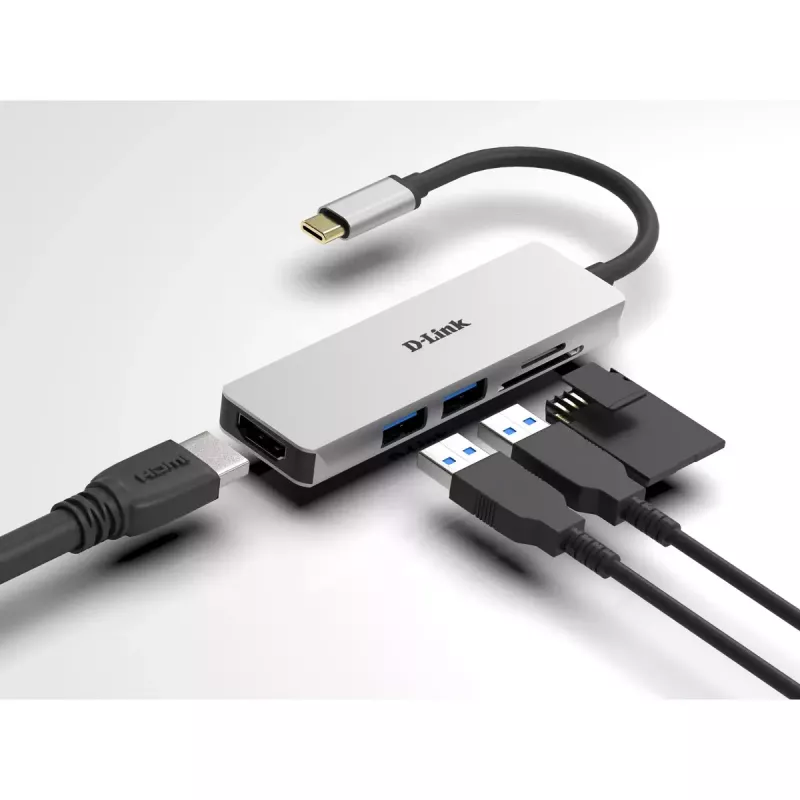 Hub USB-C 5-in-1 D-Link con HDMI e lettore di schede SD/microSD