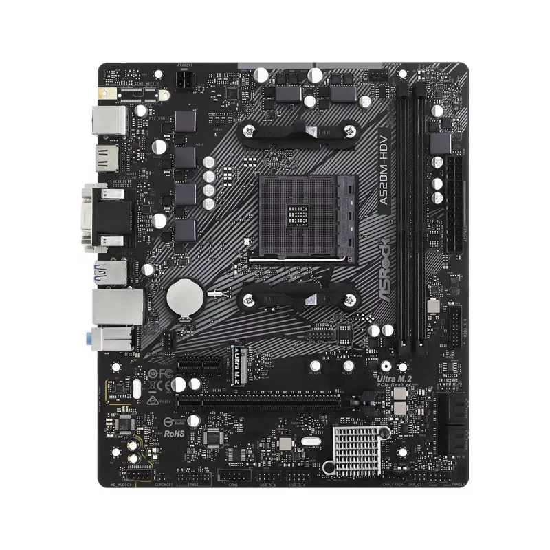 Scheda madre ASRock A520M-HDV AM4 AMD A520 2 X DDR4 USB 3.2 SATA 3 audio HD 7.1ch mATX