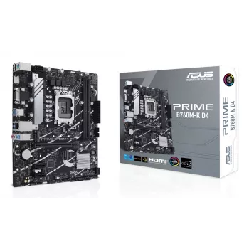 Scheda madre ASUS PRIME B760M-K D4 — Intel B760, LGA 1700, Micro ATX, 2x DDR4 DIMM, 64 GB, M.2, SATA III, Ethernet 2.5Gb