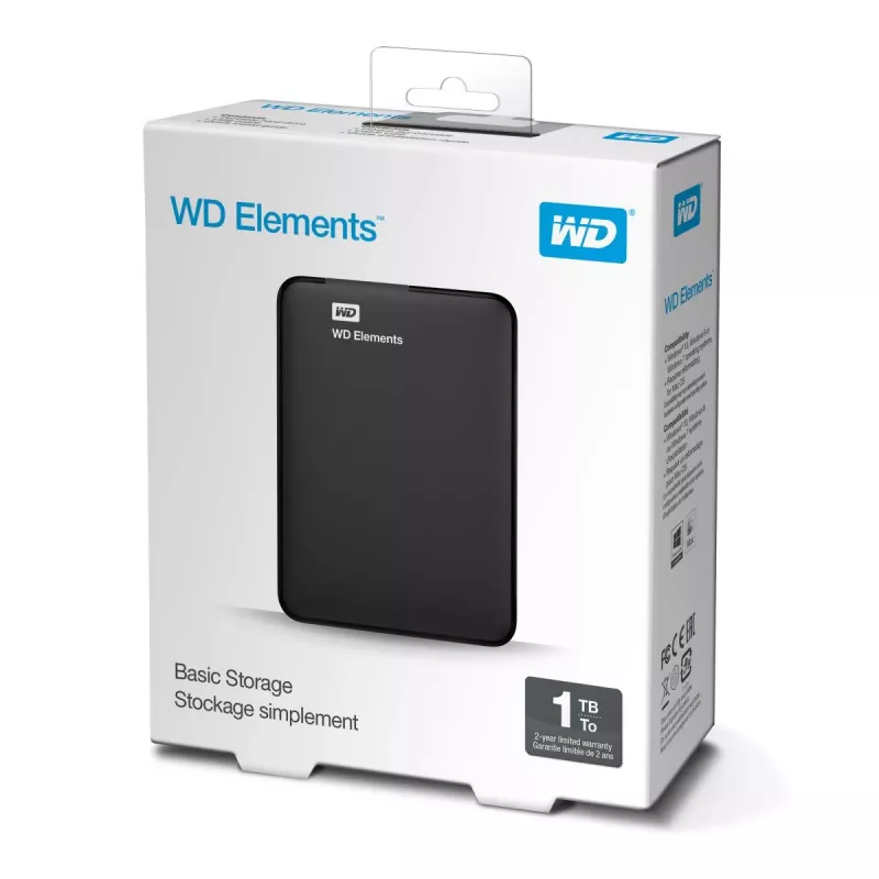 Disco fisso esterno Western Digital 1TB 2,5 pollici USB 3.2 Gen 1 WDBUZG0010BBK-WESN