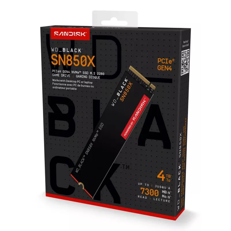 SSD WESTERN DIGITAL - WD_BLACK SN850X - 4TB - Pci-e Gen4 x4 - M.2 2280
