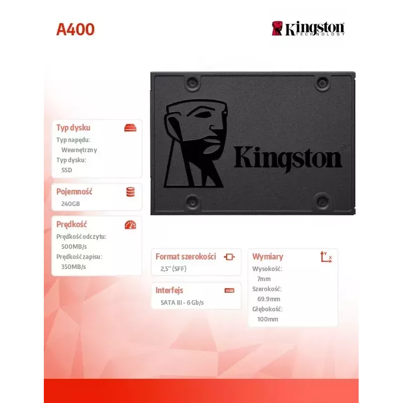 Kingston 240GB A400 SATA 3 2,5 pollici SSD interna SA400S37/240G