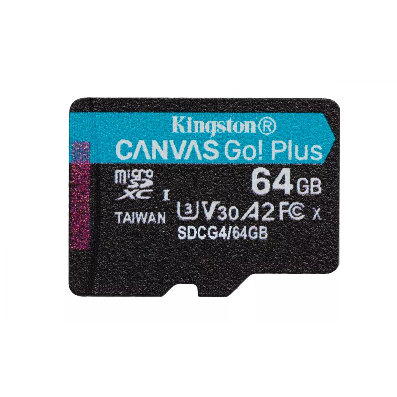 Kingston Technology 64GB microSDXC Canvas Go Plus Gen4 200MB/s A2 U3 V30 scheda + adattatore