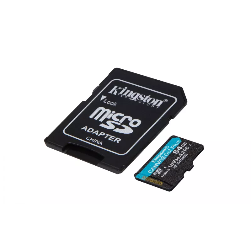 Kingston Technology 64GB microSDXC Canvas Go Plus Gen4 200MB/s A2 U3 V30 scheda + adattatore