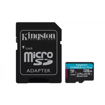 Kingston Technology 128 GB microSDXC Canvas Go Plus Gen4 200 MB/s A2 U3 V30 scheda + adattatore