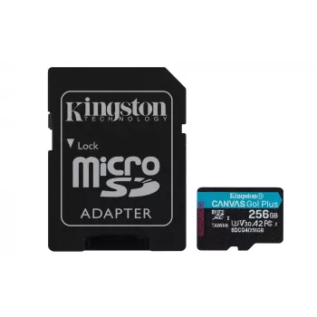 Kingston Technology 256GB microSDXC Canvas Go Plus Gen4 200MB/s A2 U3 V30 scheda + adattatore
