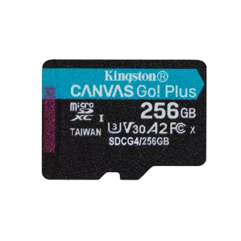 Kingston Technology 256GB microSDXC Canvas Go Plus Gen4 200MB/s A2 U3 V30 scheda + adattatore
