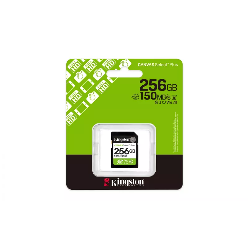 Scheda di memoria SDXC KINGSTON Canvas Select Plus Gen3 256GB SD UHS-I 150MB/s C10 U1 V10