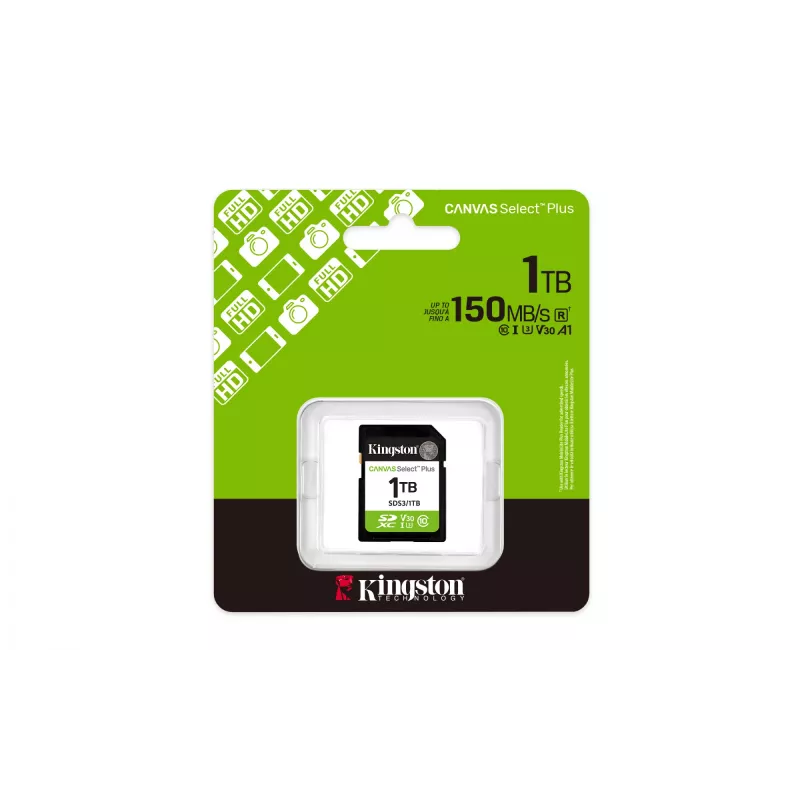 Scheda di memoria SD KINGSTON Canvas Select Plus Gen3 1TB SDXC UHS-I V30 U3 Class 10, 150 MB/s