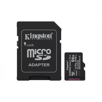Kingston Technology 64GB microSDXC Canvas Select Plus Gen3 100MB/s A1 scheda + adattatore