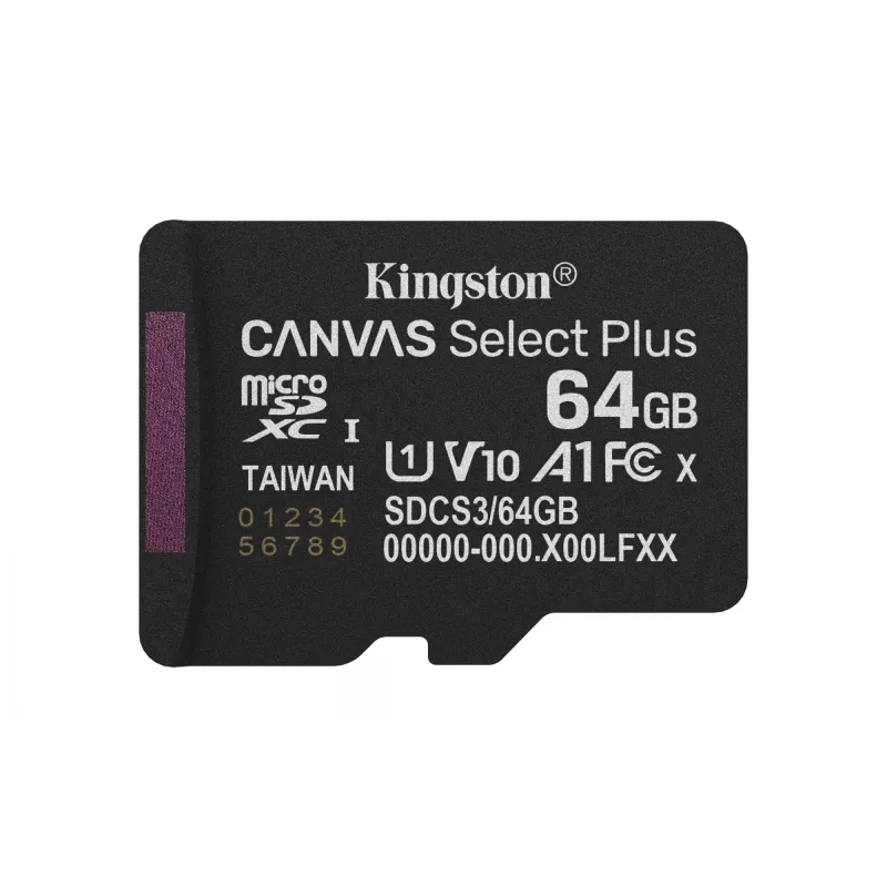 Kingston Technology 64GB microSDXC Canvas Select Plus Gen3 100MB/s A1 scheda + adattatore