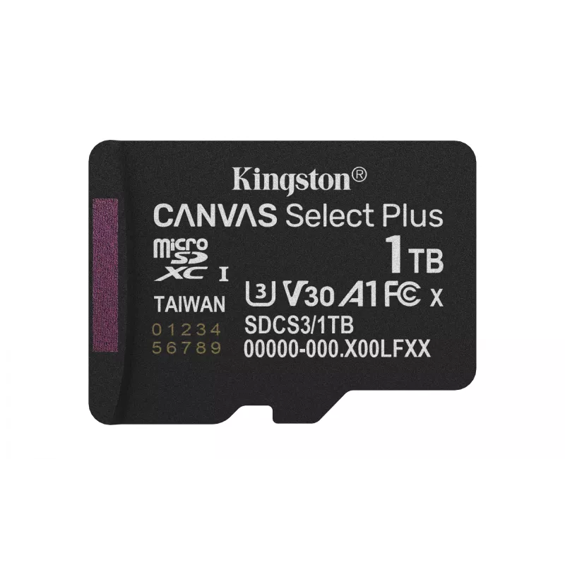 Kingston Technology 1TB microSDXC Canvas Select Plus Gen3 150MB/s A1 scheda + adattatore