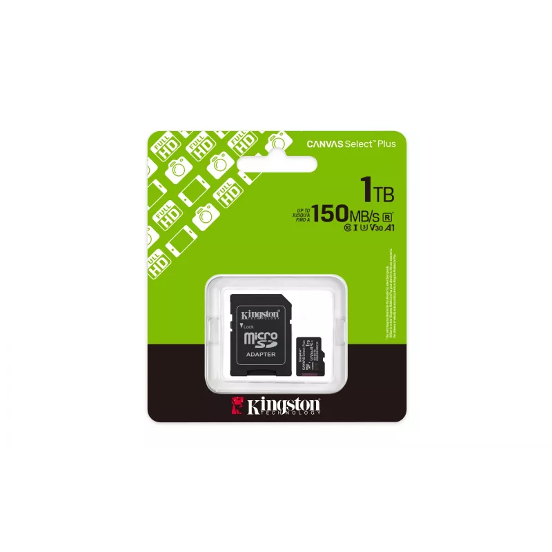 Kingston Technology 1TB microSDXC Canvas Select Plus Gen3 150MB/s A1 scheda + adattatore