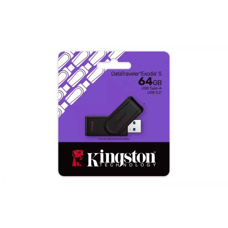 Kingston Technology DataTraveler 64GB chiavetta USB 3.2 Gen 1 Exodia S (nero/nero)