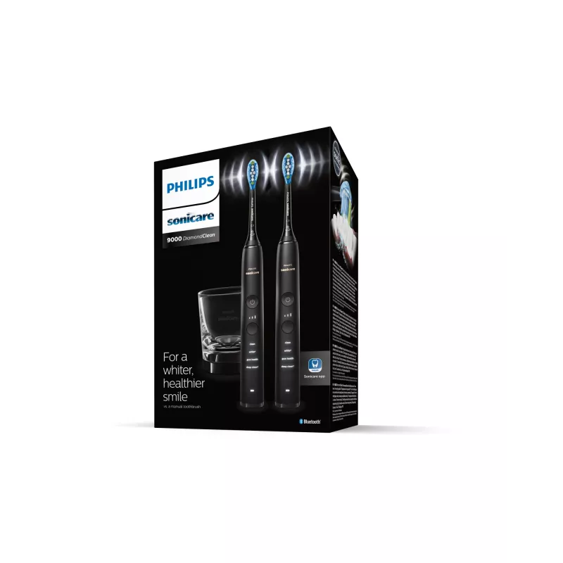 Philips Sonicare DiamondClean 9000 HX9914/54 set di spazzolini elettrici sonici, 2 manici, 2 testine, 4 modalità, nero