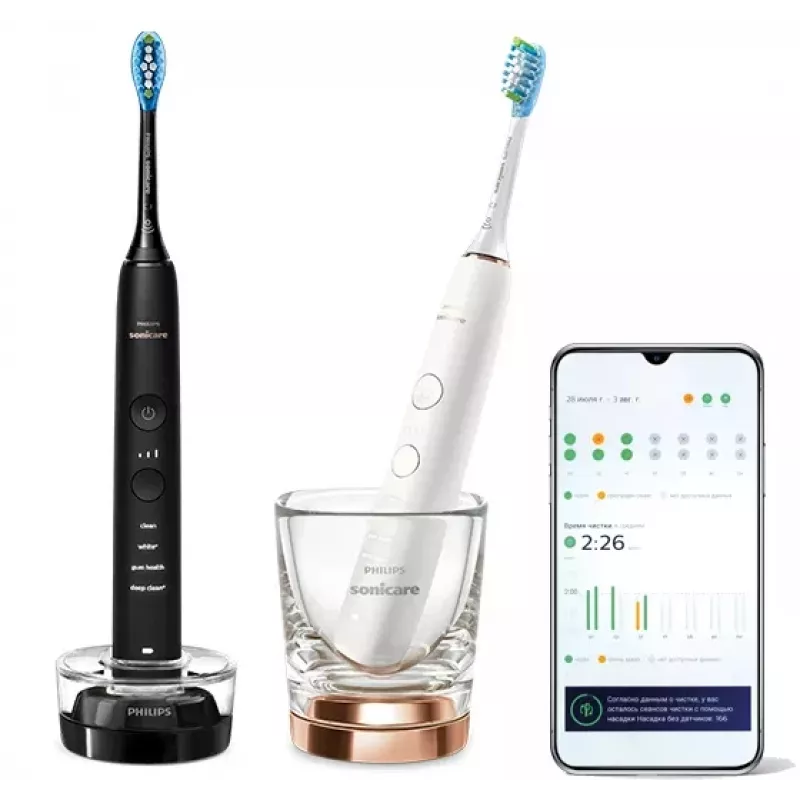 Spazzolino Philips HX9914/57 DiamondClean 9000 confezione da 2 nero/bianco