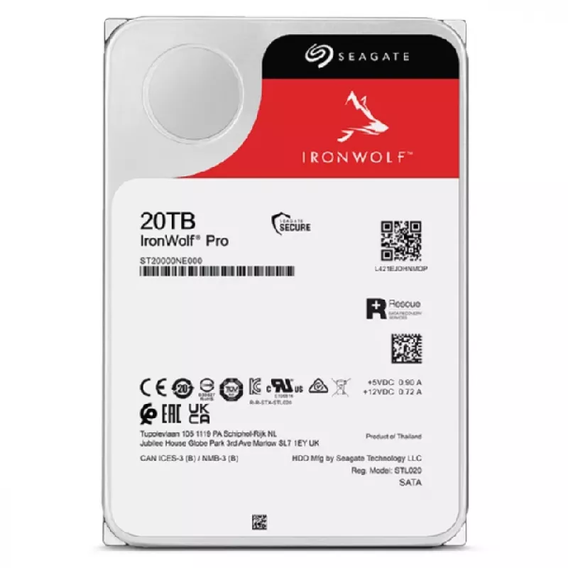 Disco fisso interno Seagate IronWolf Pro ST20000NT001 20 TB 7200 RPM 256 MB 3,5 pollici