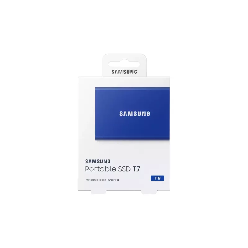 SSD esterno Samsung T7 Portable 1 TB, USB-C 3.2 Gen 2, NVMe, crittografia hardware AES-256, blu