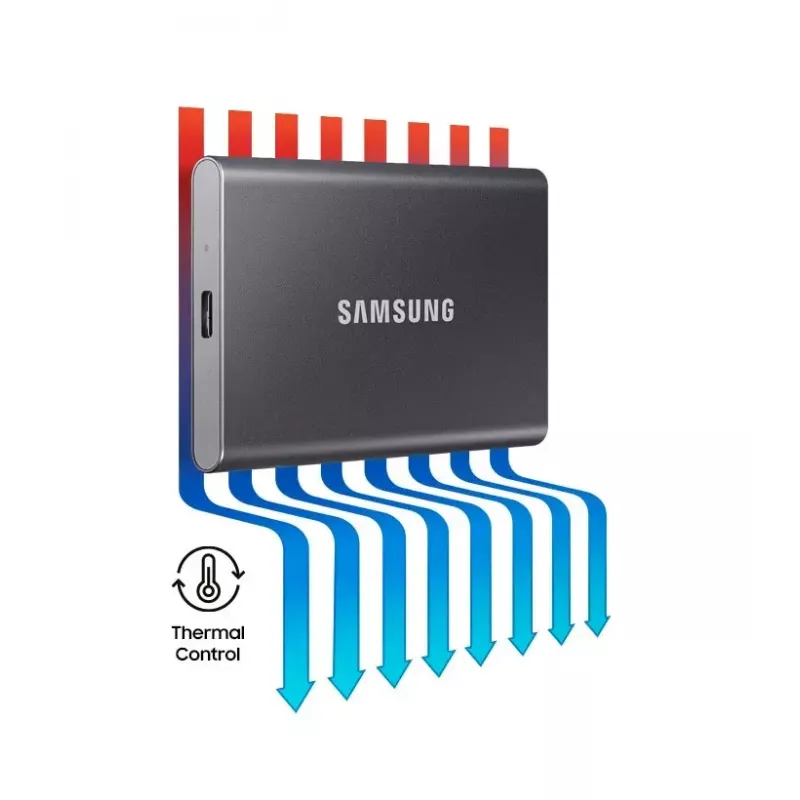 SSD esterno Samsung T7 Portable 1 TB, USB-C 3.2 Gen 2, NVMe, crittografia hardware AES-256, blu