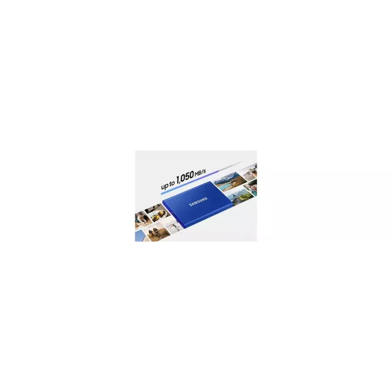 SSD esterno Samsung T7 Portable 1 TB, USB-C 3.2 Gen 2, NVMe, crittografia hardware AES-256, blu