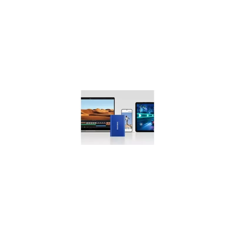 SSD esterno Samsung T7 Portable 1 TB, USB-C 3.2 Gen 2, NVMe, crittografia hardware AES-256, blu