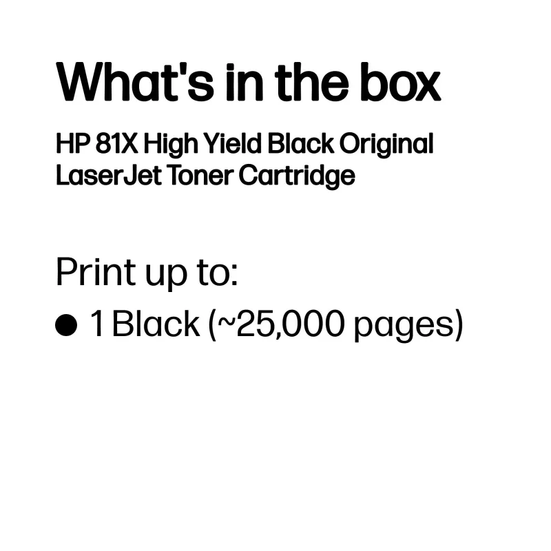 Cartuccia toner originale HP 81X LaserJet nero ad alta capacità, 25000 pagine, nero, 1 pz.