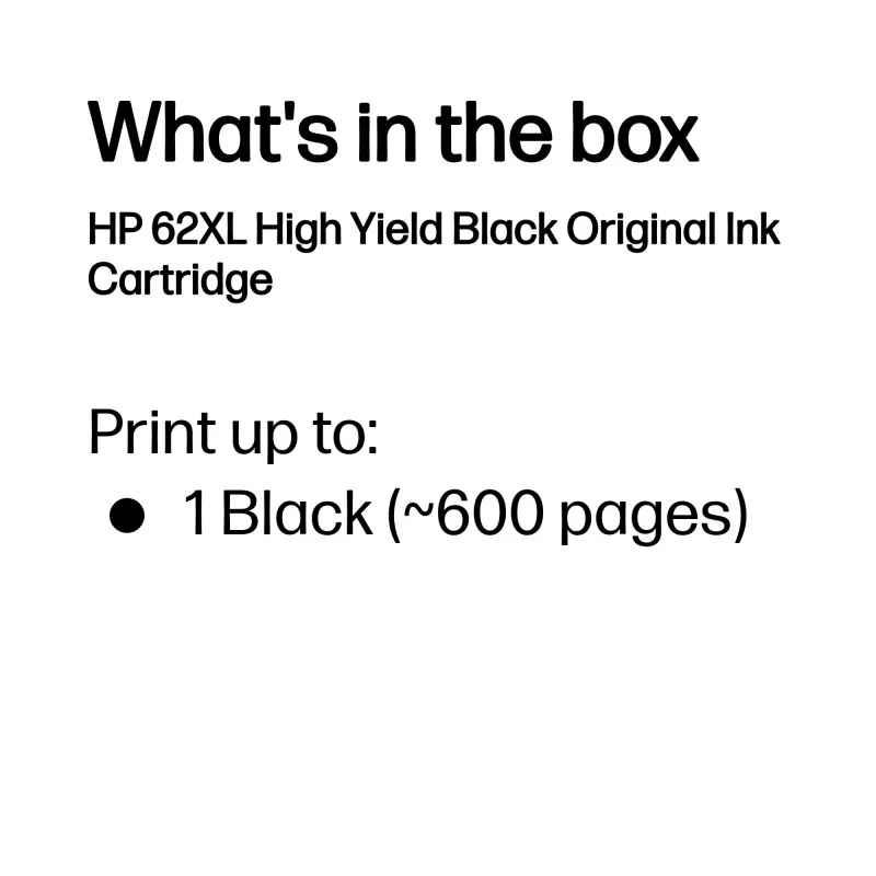 Cartuccia d'inchiostro originale HP 62XL ad alta resa, nero, 1 pz., 600 pagine