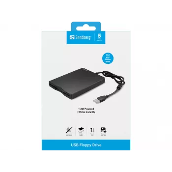 Sandberg unità floppy USB, unità floppy esterna, USB 2.0, 360 giri/min, 102 mm, 140 mm, 17 mm