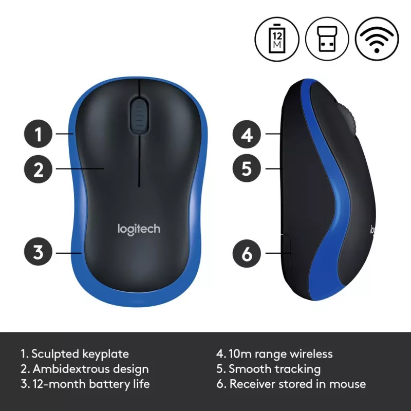 Logitech Wireless Mouse blu 910-002239