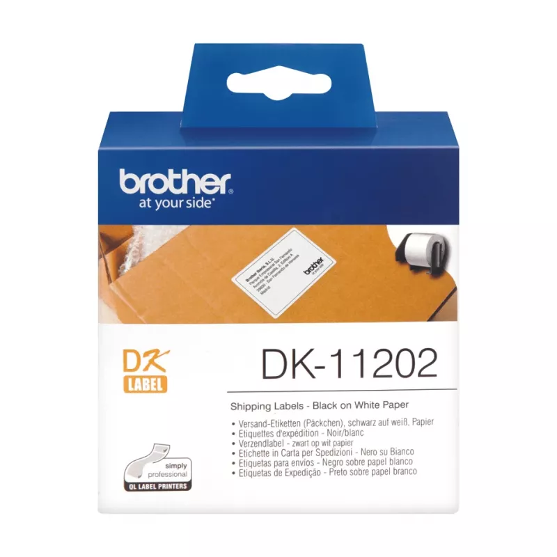 Etichette di spedizione Brother DK11202 nero su bianco 62 mm