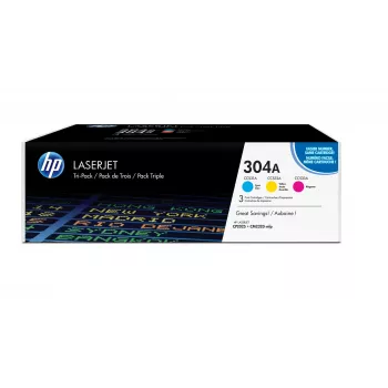 HP 304A confezione da 3 cartucce toner LaserJet originali ciano/magenta/giallo
