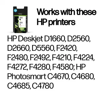 HP 300 confezione da 2 cartucce d'inchiostro originali nero/tricromia, nero, ciano, magenta, giallo, inchiostro pigmentato, inchiostro a colorante, 2 pezzi, 200 pagine, 165 pagine
