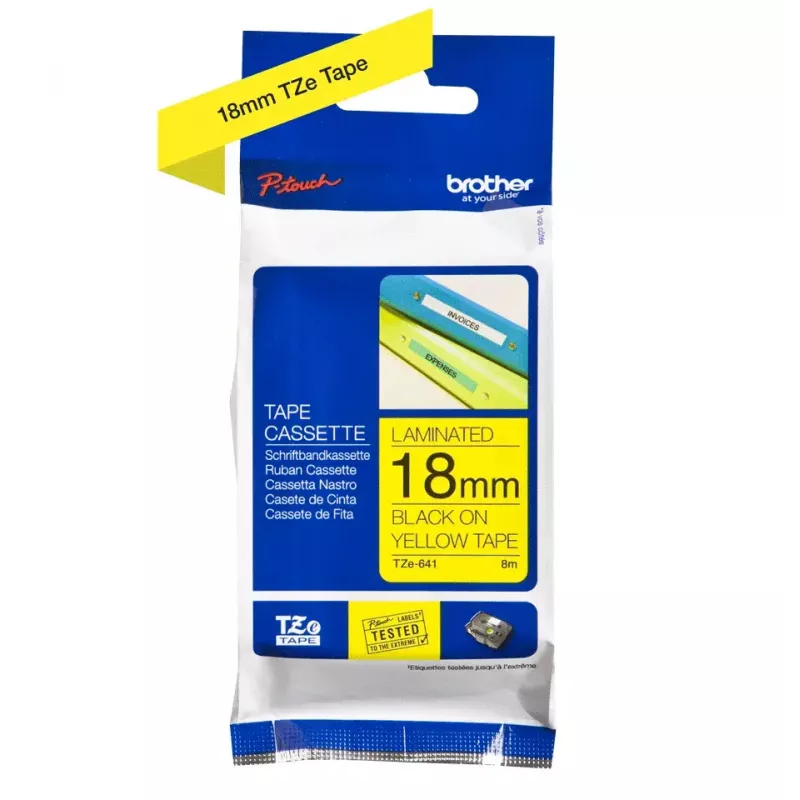 Nastro per etichettatura Brother TZe641 18mm nero su giallo