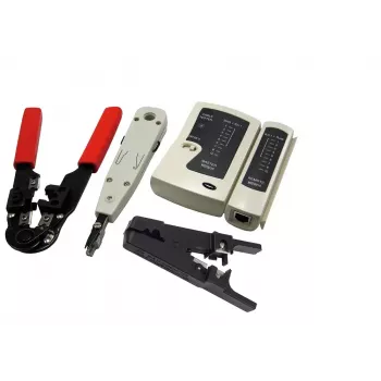 Set di attrezzi per preparazione cavi LOGILINK WZ0012 — utensili per RJ45 e RJ11 (spelafili, pinza crimpatrice, taglierina)
