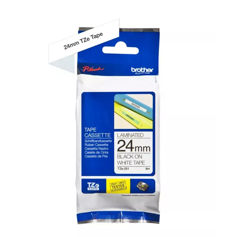 Nastro per etichettatura Brother TZE-251 nero su bianco