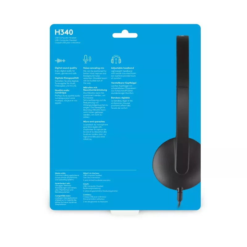 LOGITECH H340 - USB - cuffie - nero